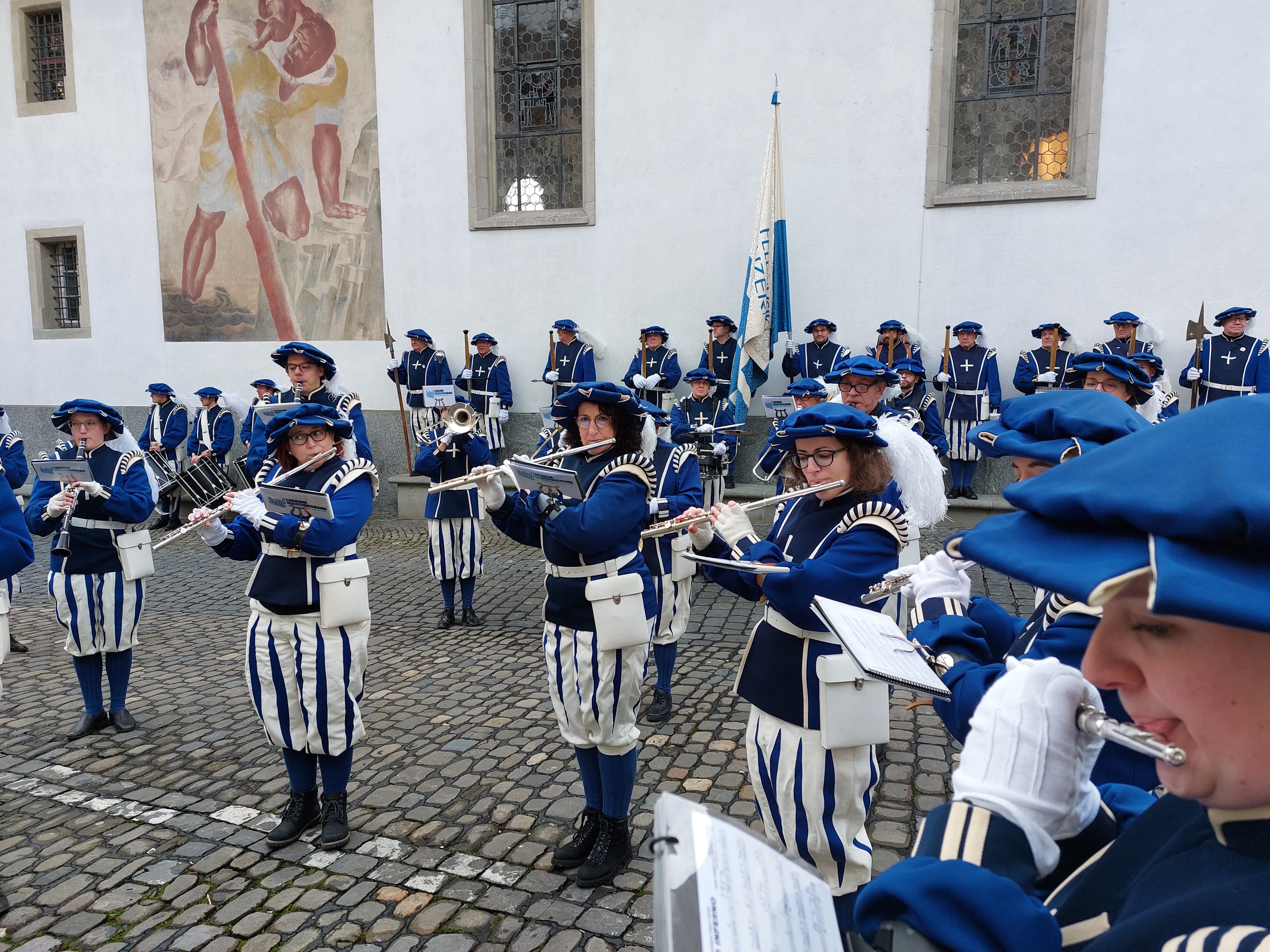 The Lucerne Marching Band während der öffentlichen Probe vor ihrem Auftritt beim Basel Tattoo