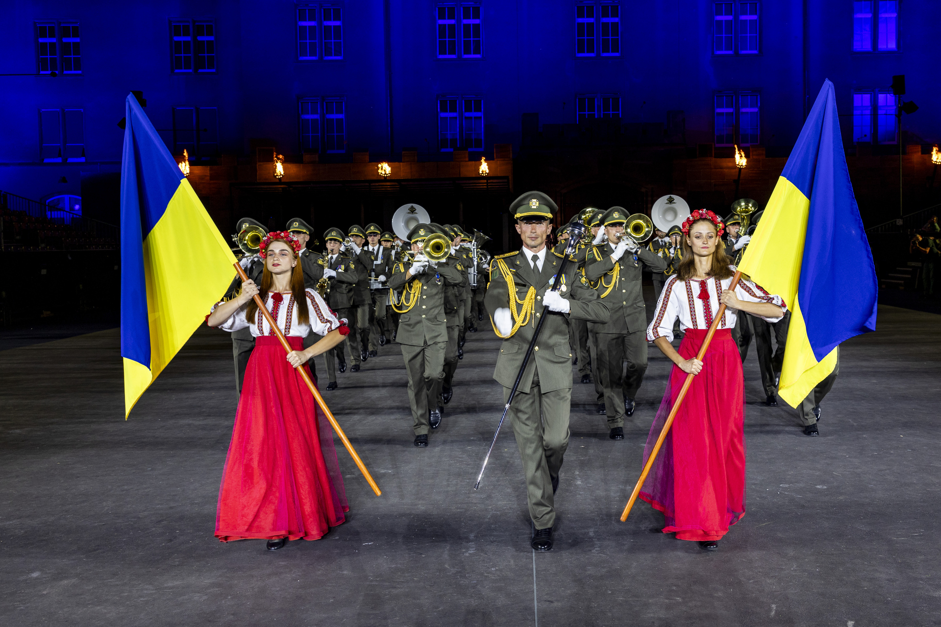 The Military Brass Band of the 194th Pontoon Bridge Brigade aus der Ukraine in der Kaserne Basel 2023