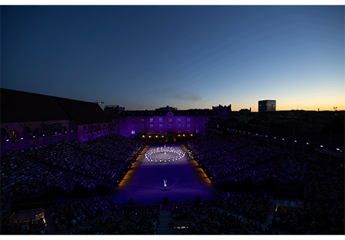 The Lucerne Marching Band in der Kaserne Basel während des Basel Tattoo 2023